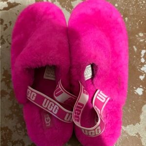 UGG Vibrant Pink Fluffy Slippers